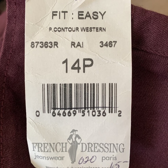 French Dressing Burgundy jeans, Size 14P, New with tags. Wide leg and high rise - Picture 8 of 8